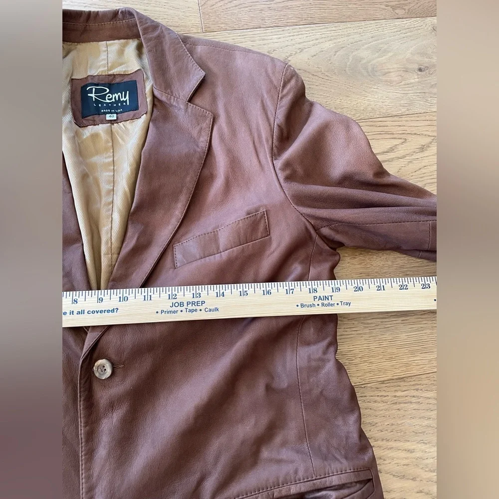 Remy Leather Brown Men's Leather Sport Coat Blazer